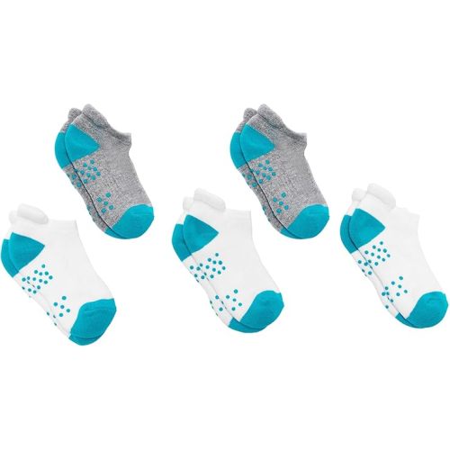 Ten Little Kids Organic Cotton Ankle Socks, 5-Pack for Toddler Boys & Girls, Padded Heel Tabs, Non-Skid Grips