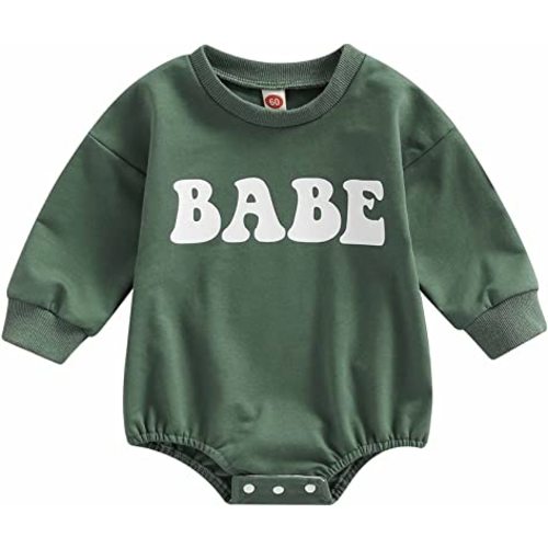 Baby Girl Boy Crewneck Sweatshirt Romper, Long Sleeve Rainbow Pullover Sweater Top Warm Fall Winter Clothes