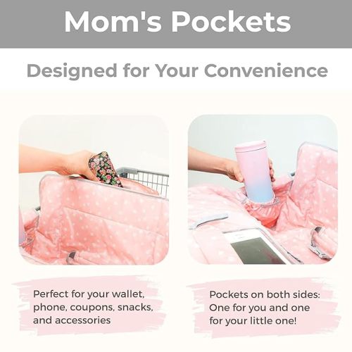Lumiere Baby Shopping Cart Cover for Baby and Toddler - 2-in-1 High Chair Cover | 360 Full Protection, Patented Roll-in Style Pouch, Universal Fit, Machine Washable Great Gift Ideas for Mom (Cloud)