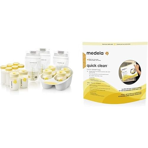 Medela Breast Milk Storage Solution Set and Quick Clean Micro-Steam Bags