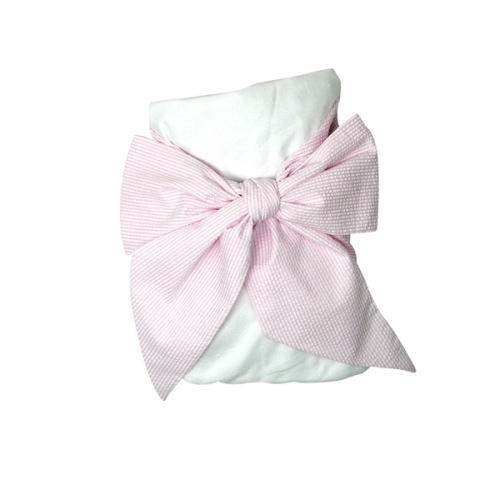 Bow Swaddle ® - Pink Savannah Seersucker