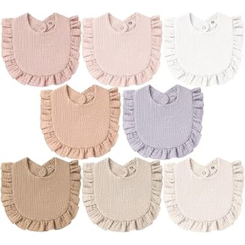 8-Pack Muslin Baby Bandana Drool Bibs for Unisex Girls & Boys – 100% Cotton Bibs, Soft & Absorbent Teething and Drooling Essentials for Newborns
