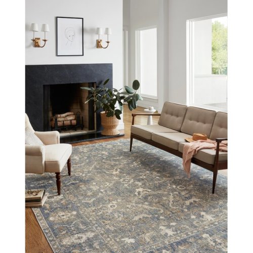 Chris Loves Julia x Loloi Rosemarie Oriental Sand/Lagoon/Off White Area Rug