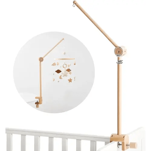 let's make Baby Crib Mobile Arm - Wooden Mobile Arm with Height Adjustable＆360° Rotatable Upgraded Arched Base Nursery Mobile Holder for Crib Mobile Hanger Baby Crib Attachment Nursery Decor
