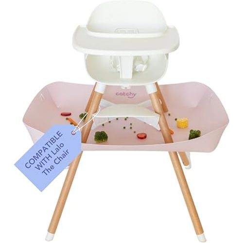 CATCHY -Food Catcher- Compatible with Lalo The Chair High Chair +11 Other High Chairs -Highchair Sold Separately- Baby & Toddler Food & Mess Catcher -Premium Linen Inspired- Under High Chair Accessory