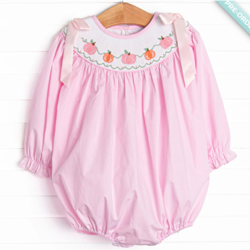 Gourd-geous Vines Smocked Bubble, Pink – Stitchy Fish
