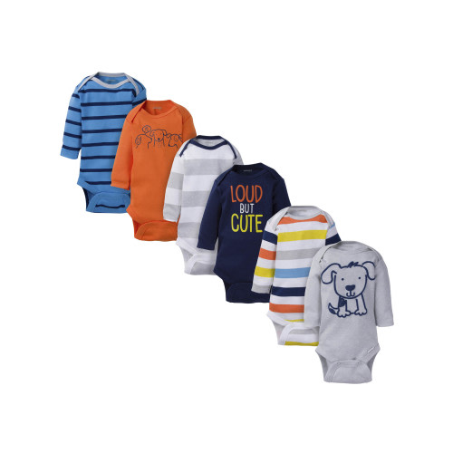 Onesies Brand Multipack Baby Boy Long Sleeve Bodysuits Set, 6-Pack, Newborn - 12 Months