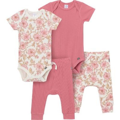 Modern Moments™ by Gerber Baby Girls' 4-Piece Bodysuit and Pant Set, Multi Flower, 6-9 Months