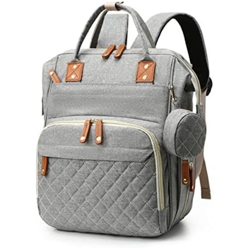 Lmbabter Diaper Bag Backpack, Travel Baby Bags with USB Charging, Waterproof Diaper Pouch with Insulated Pocket (Light gray)