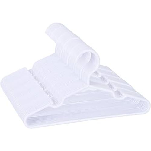 50 Pack White Kids Hangers 11.6 Inch - Baby Clothes Hangers for Toddler & Child, Durable Plastic Children's Hangers for Closet, Pants, Coats, Skirts (Non-Slip, Space-Saving)