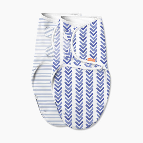 SwaddleMe Luxe Swaddle with Easy Change - Watercolor Indigo, Small/Medium, 0-3 Months, 2