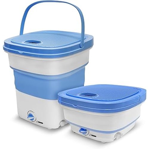 Portable Mini Washing Machine Lightweight Collapsible Bucket - Perfect for Camping, Travelling, Apartment, Dorm USA Brand - Pure Clean PUCWM33