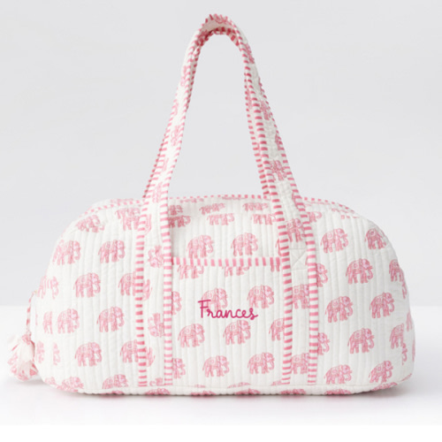 Block Print Duffle Bag - Pink Elephant