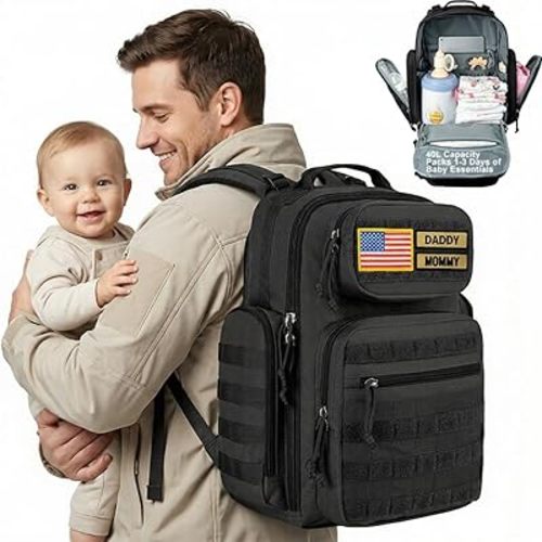 MIRACOL Diaper Bag Tactical for Dad: 40L Rugged Military-Style Dad Baby Backpack with 16+ Pockets - Water-Resistant 900D Fabric & MOLLE for Organized Travel Gear