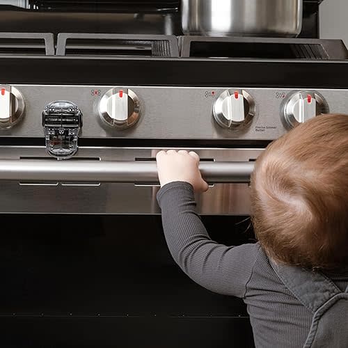 Oven Door Baby Proofing Heat-Resistant Lock - Oven Lock Child Safety, Baby Safety Products for Childproof Home - Strong 3M Adhesive, Easy Installation, One-Hand Use, No Tools