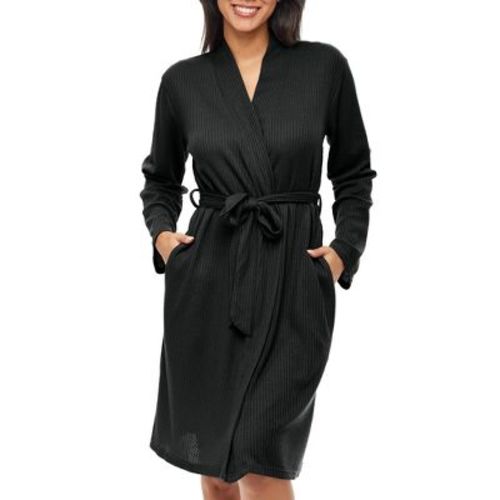 Adr Women's Ribbed Knit Wrap Robe With Pockets, Lightweight Bathrobe Sage 2x