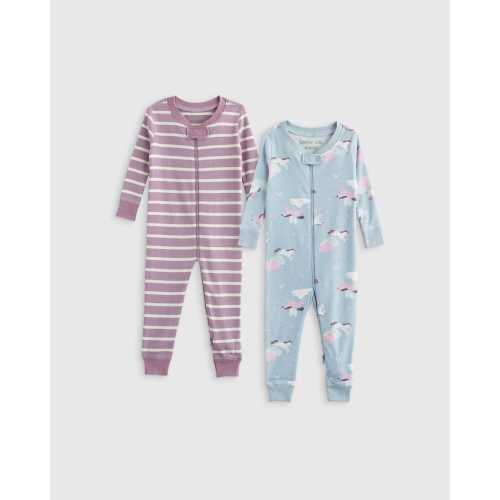 100% Organic Cotton One Piece Pajamas 2-Pack - Baby Girl