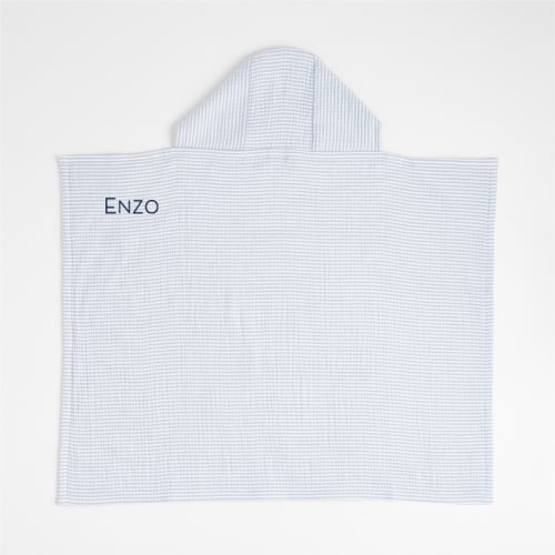 Personalized Baby's First Blue Organic Hooded Baby Towel