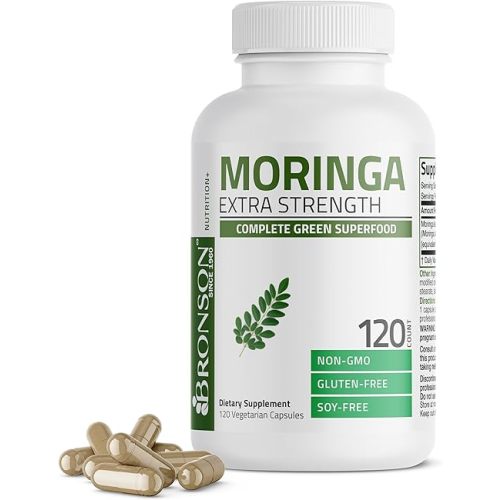 Bronson Moringa Extra Strength Capsules Moringa Oleifera Powder, 120 Count