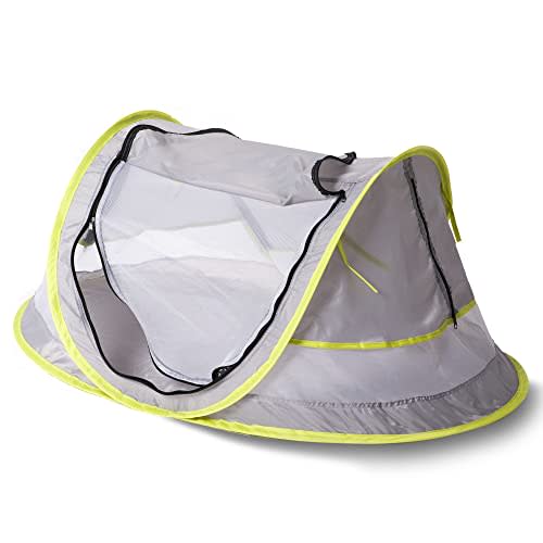 Green Pipe Baby Pop Up Tent - UPF 50+ Sun Shade with Mosquito Net, Beach Umbrella for Girls & Boys