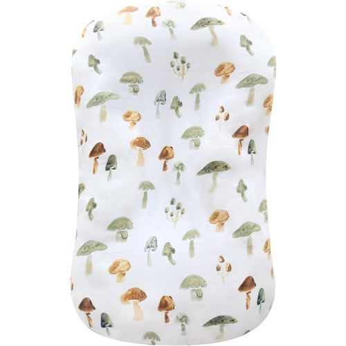LifeTree Muslin Baby Lounger Cover, Newborn Slipcover Lounger Cover for Boys Girls Infant, Soft 70% Viscose from Bamboo and 30% Cotton, Cover Only, Mushroom Pattern