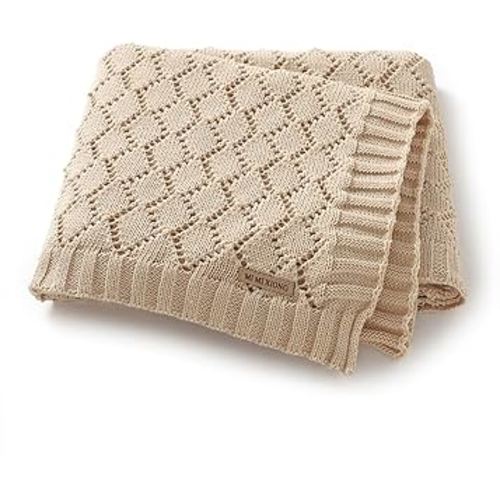 mimixiong Neutral Baby Blanket Knitted Cellular Receiving Crib Nursery Swaddling Blanket for Boys and Girls Camel 40x30 Inch
