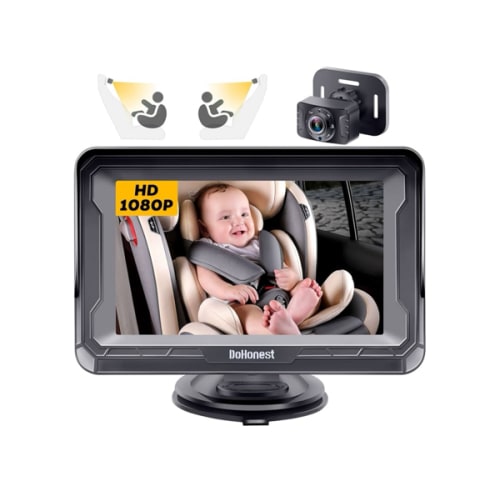 DoHonest Baby Car Camera HD 1080P - Rear-Facing Car Baby Monitor with Night Vision, Adjustable View Angle, Easy Setup, Anti-Glare Display, Safety for Kids & Infants