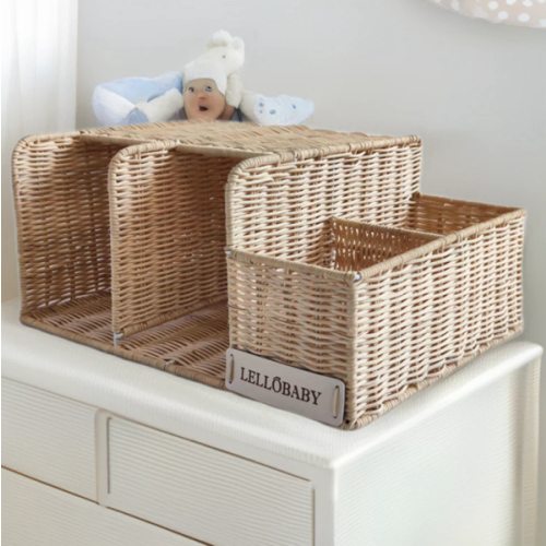 LELLOBABY™ X Hampton BABY - Deluxe Rattan Diaper Caddy