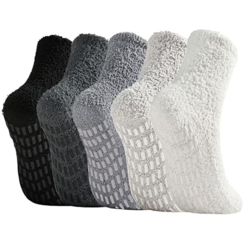 Bevigorio Non Slip Slipper Socks for Women Hospital Fuzzy Socks with Grips Cozy Grippy Winter Warm Gifts