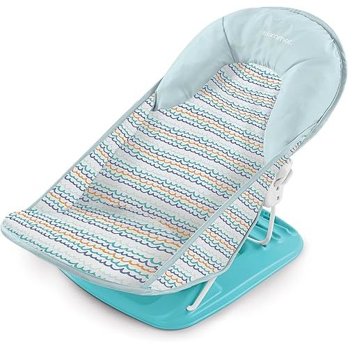Summer Infant Deluxe Baby Bath Seat, Adjustable Support for Sink or Bathtub, Includes 3 Reclining Positions - Ride the Waves
