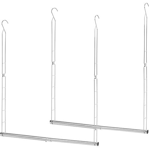 STORAGE MANIAC Hanging Closet Rod, Adjustable Width and Height Closet Hanging Organizer, Space-Saving Clothes Hanging Bar, Closet Extender Hanging Rod Double Closet Hanging Rod, 2 Pack Chrome