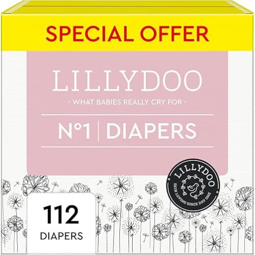 Baby Diapers - Size 1 (4-11 lbs), Half-Monthly Supply (112 Count), Leak Protection, Skin-Friendly, Ultrasoft, Perfume- & Chlorine-Free, Hypoallergenic, dermatologically tested, OEKO-TEX®