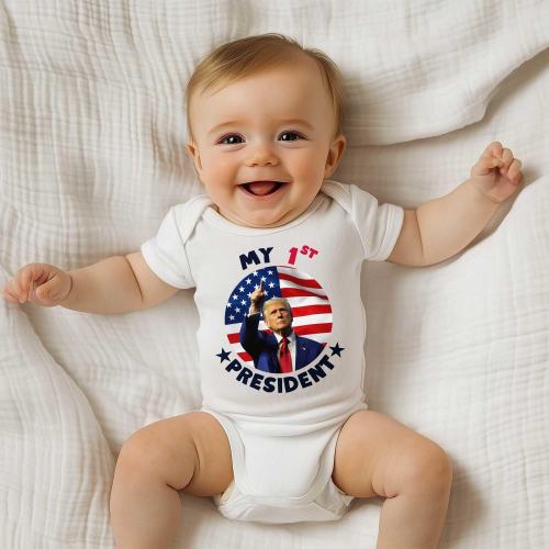 Funny My First President Trump Baby Bodysuit, Trump Baby Shirt, Trump Lover Baby Shirt Gift, Trump President Baby Outfit, Cute Baby Tee