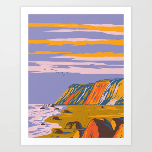 Gay Head Cliffs on Martha's Vineyard Cape Cod in Massachusetts USA WPA Art Poster Art Print by patrimonio | Society6