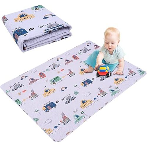 Washable Baby Play Mat Portable Playmat for Babies 63x43”, Foldable Toddler Playpen Mat Non-Slip Baby Tummy Time Mat, Soft Floor Play Mats for Infants Extra Large Crawling Mat