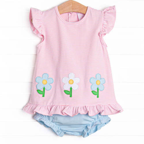 Growing Up Gal Applique Ruffle Diaper Set, Pink – Stitchy Fish 9m