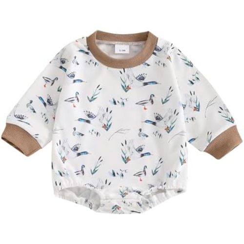 Infant Baby Boy Girl Mallard Duck Romper Short Sleeve Animal Duck One Piece Bodysuit Tops Hunting Baby Clothes