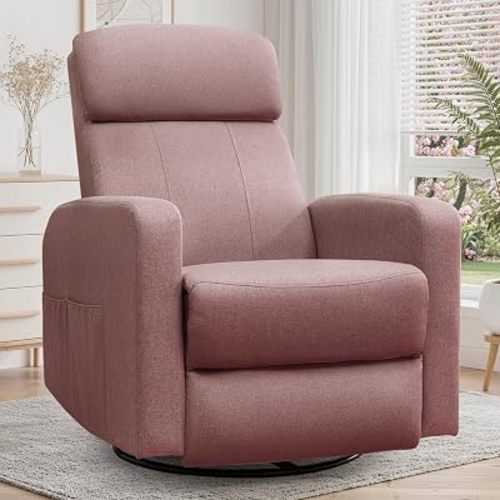 Korser Power Swivel Recliner Chairs for Adults, Electric Glider Rocking Chair Nursery, Glider Recliner Nursery Chair with Classified Side Pocket, Nursery Rocking Chairs with USB and Type-C Ports