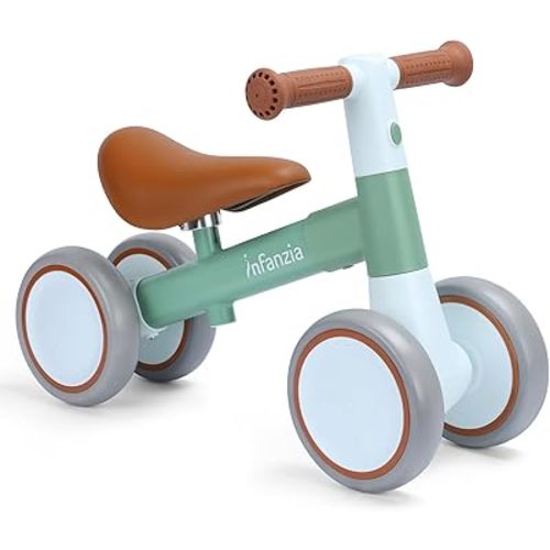 INFANZIA Baby Balance Bike for 12-36 Month Boys Girls, 1 Year Old Toddler First Bike No Pedal with Adjustable Seat, Infant 4 Wheels Bicycle Ride On Toys Kids First Birthday Gifts