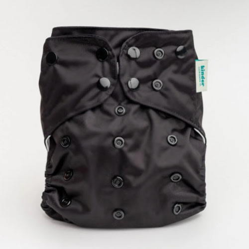 “Midnight” Solid Color: Essentials Pocket Cloth Diaper with Athletic Wicking Jersey, Grows with your Baby