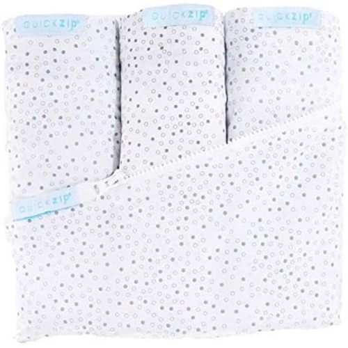 QuickZip Crib Sheet Set - Faster, Safer, Easier Baby Crib Sheets - Includes Gray Dot Wraparound Base & 3 Zip-On Crib Sheets – Gray Dot 100% Cotton - Fits All Standard Crib Mattresses