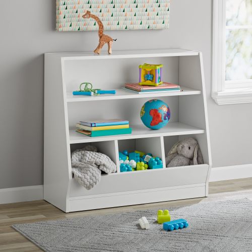 Your Zone Kids Bin Storage and Two Shelf Bookcase, White