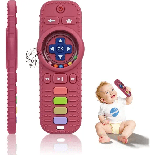 Baby RattlesTeething Toy for Babies 3-6-12 Months, Teething Relief, Silicone Infant Teethers TV Remote Shaped, Toddlers Sensory Toys, Newborn Must