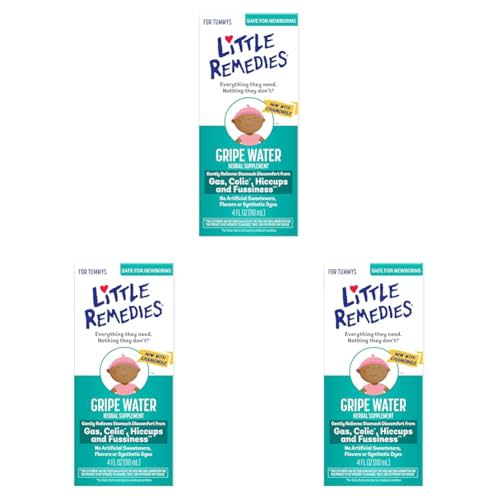 Little Remedies Gripe Water-No Alcohol, Sodium Bicarbonate, Artificial Color & Gluten Free-Safe for Newborns, 4 Fl. Oz (Pack of 3)