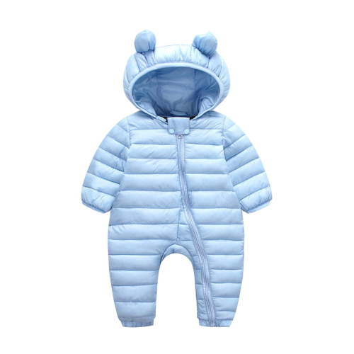 Jgppe Newborn Snowsuit Jumpsuit Winter Warm Solid Color Long Sleeve Zipper Hooded Casual Romper 0-24 Months
