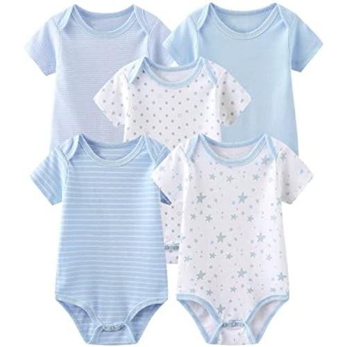 Chamie Newborn Baby Bodysuit 5-Pack Short Sleeve Baby Clothes for Boys and Girls