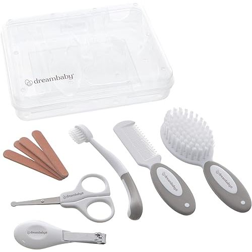 Dreambaby Essential 10pc Baby Grooming Kit, Newborn Safety Care Set with Brush, Comb, Toothbrush, Nail Clippers, Nail Scissors, Emory Boards and Storage Case