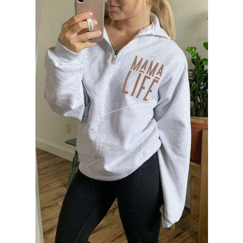 Mama Life Nursing Friendly Zip Sweatshirt