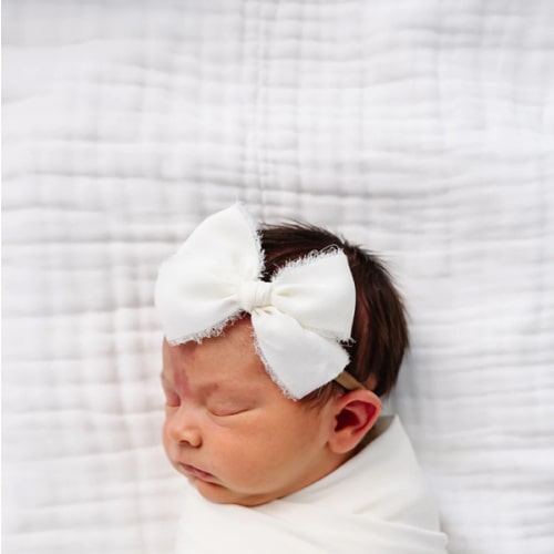 Chiffon Bow - Dove White Headband