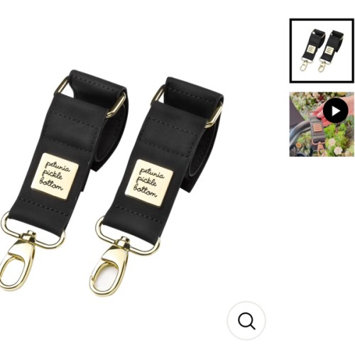 Valet Stroller Clips in Black Matte Leatherette
